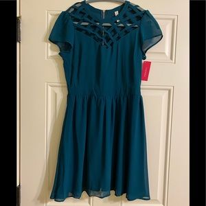 Xhileration Teal Polyester Dress- XS-TP